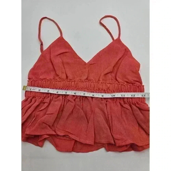 Mod Women's Size S Empire Waist Ruffled Trim Cami in Coral - Picture 7 of 7